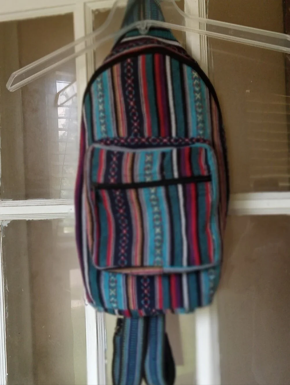 Boho Striped Multi-Color Woven Backpack